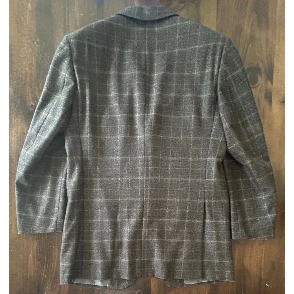d'Avenza Blazer Sports Coat 40 Brown 100% Cashmere Windowpane Made in Italy